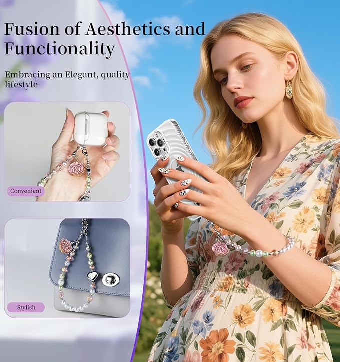 memumi Universal Phone Wrist Strap, Hand wristlet Strap for Women Anti-Theft Secure Lanyard for Smartphones Dried Flowers