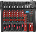 8 Channel Audio Mixer, Professional Music Mixer Board DJ Mixing Console with Bluetooth, USB/MP3 Player, Reverb, and 48V Phantom Power for Studio Recording, Karaoke, and Live Performances