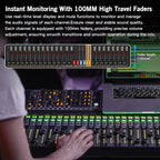 Professional Audio Mixer, 24 Channel Sound Board Mixing Console, Dual DSP Reverb, Dual 7-Band EQ, 48V Phantom Power, 4 Group Stereo Output Input, Mixer for Church