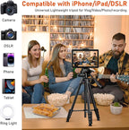 JOILCAN Camera Tripod, 68" Tablet Tripod Stand for Phone Cameras, Travel Tripods Compatible with iPad iPhone DSLR SLR Projector, Cell Phone Tripods Stand with Remote/Travel Bag / 2 in 1 Mount