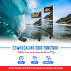 J-Tech Digital HDMI Splitter 1 in 2 Out 4K@60Hz, 1x2 HDMI Splitter for Duplicate/Mirror Screen 4K to 1080P Downscaling Function 3 EDID Settings (JTECH-SP12M18G)