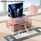 gianotter Computer Monitor Stand Riser, office organizer with Drawer, Office Organizers Storage for Classroom Office Supplies (Rose)