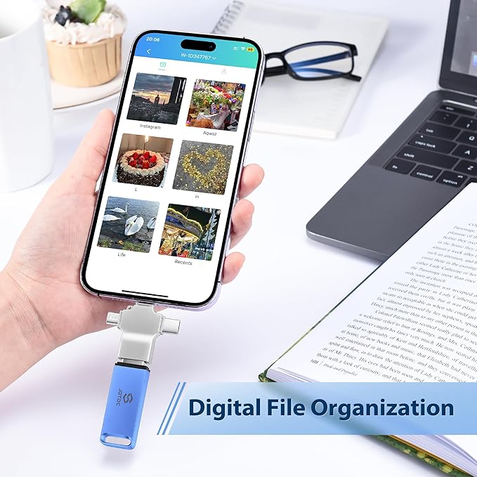 128GB Auto-Photo-Backup-Stick for All Device Secure Picture-Saver-Flash-Drive Universal Photo Video Backup Device Photo-Saver-Thumb-Drive iPhone-Backup-Storage Computer-Photo-Stick iPad-Backup-Memory