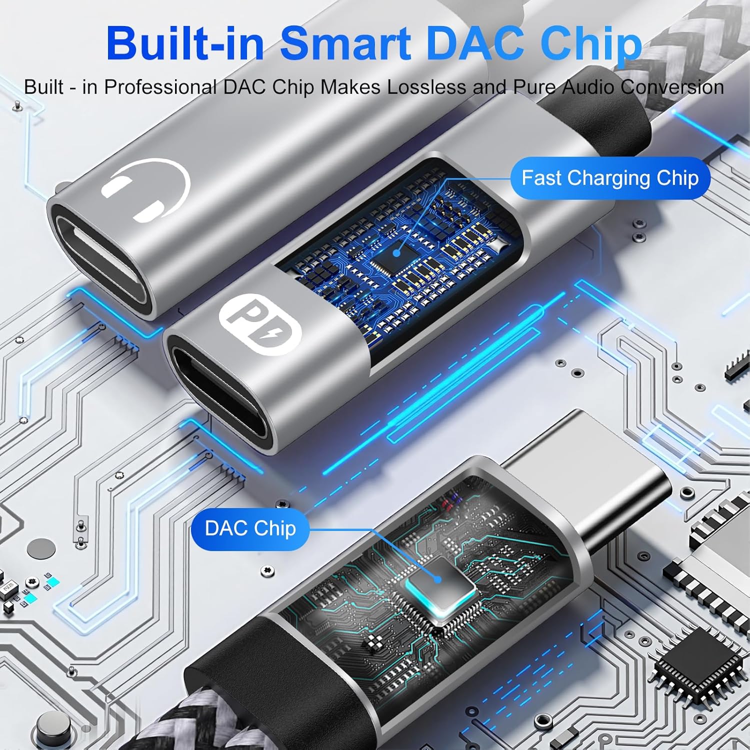 USB C Splitter,Dual USB C Headphone and Charger Adapter for Samsung Galaxy S25 Edge S24 S23 S22 S21 A17 A16 A15 2in1 Type C to Audio Jack Adapter with PD Fast Charging for iPhone 17 16 15 Pro Max 16e