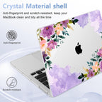 Case for MacBook Pro 13 inch with/Without Touch Bar (2016-2022, M2 A2338 M1 A2289 A2251 A2159 A1989 A1706 A1708), Hard Shell + Keyboard Cover + Dust Plug - Purple Flower
