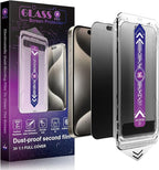2 Pack Matte Privacy Screen Protector for iPhone 15 Pro Max 6.7-Inch Auto Dust Removal, No Bubbles,Anti-Spy Tempered Glass Film, Easy Installation