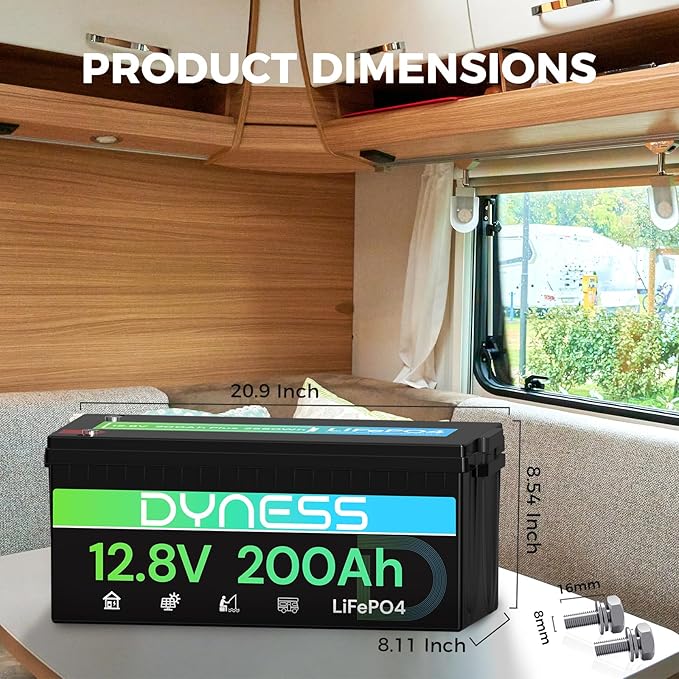 12V 200Ah PLUS LiFePO4 Battery, Max. 2560Wh Power, 12.8V LiFePO4 Battery Upgrade 200A BMS with Low-Temp Protection, 4000+ Deep Cycles 12V Lithium Battery Perfect for RV, Solar System, Off-Grid