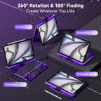 Keyboard Case for 12.9 inch iPad Pro 6/5/4/3rd Gen & 13 inch iPad Air (2025 M3, 2024 M2) Wireless Keyboard with Trackpad 7 Color Backlit, Transparent Protective Cover with Pencil Holder (Purple)