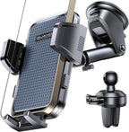 [2025 New] Dashboard Phone Holders for Your Car (+Air Vent Clip) [Military Grade Stable] , Car Cell Phone Holder, Rotatable Suction Cup Car Phone Mount for All Phone (Light Grey)