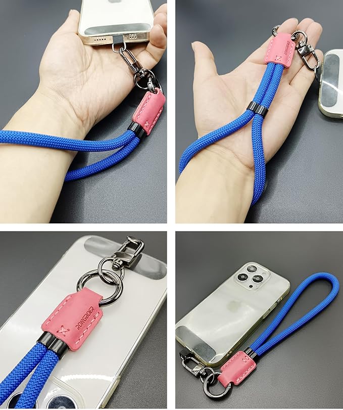 Handmade Cowhide Leather Phone Wrist Strap,Universal Adjustable Key Lanyard,Stylish Wristlet Keychains for Women&Men