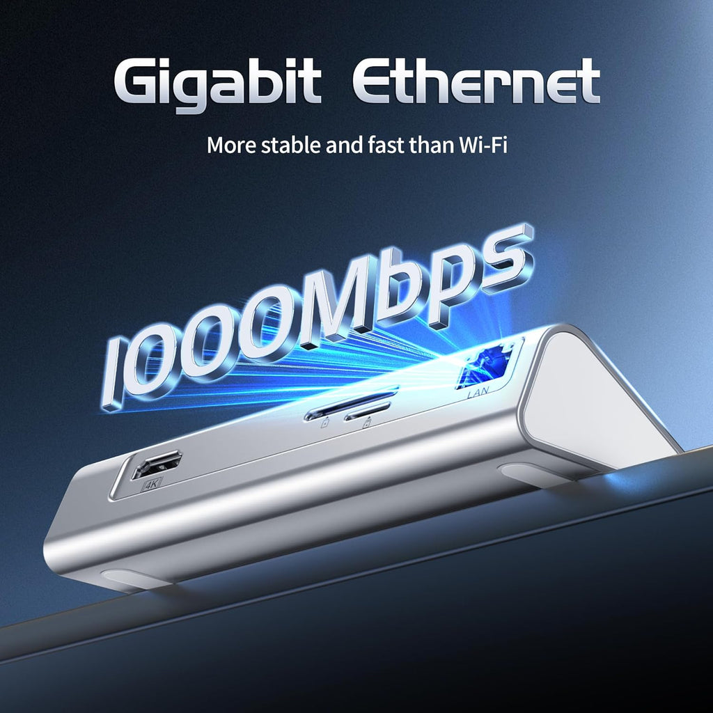 USB C Hub Ethernet, 10Gbps USB Docking Station 10-in-1 with 4K@60Hz HDMI, USB C and 2 USB A 3.2 Data, LAN, 2 USB A 2.0, PD 100W, SD/TF Ports, 3.28FT Powered USB Hub for Laptop, PC, iPhone 16/15, Mac