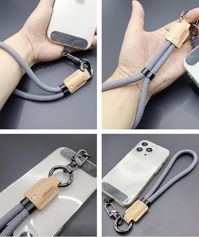 Handmade Cowhide Leather Phone Wrist Strap,Universal Adjustable Key Lanyard,Stylish Wristlet Keychains for Women&Men