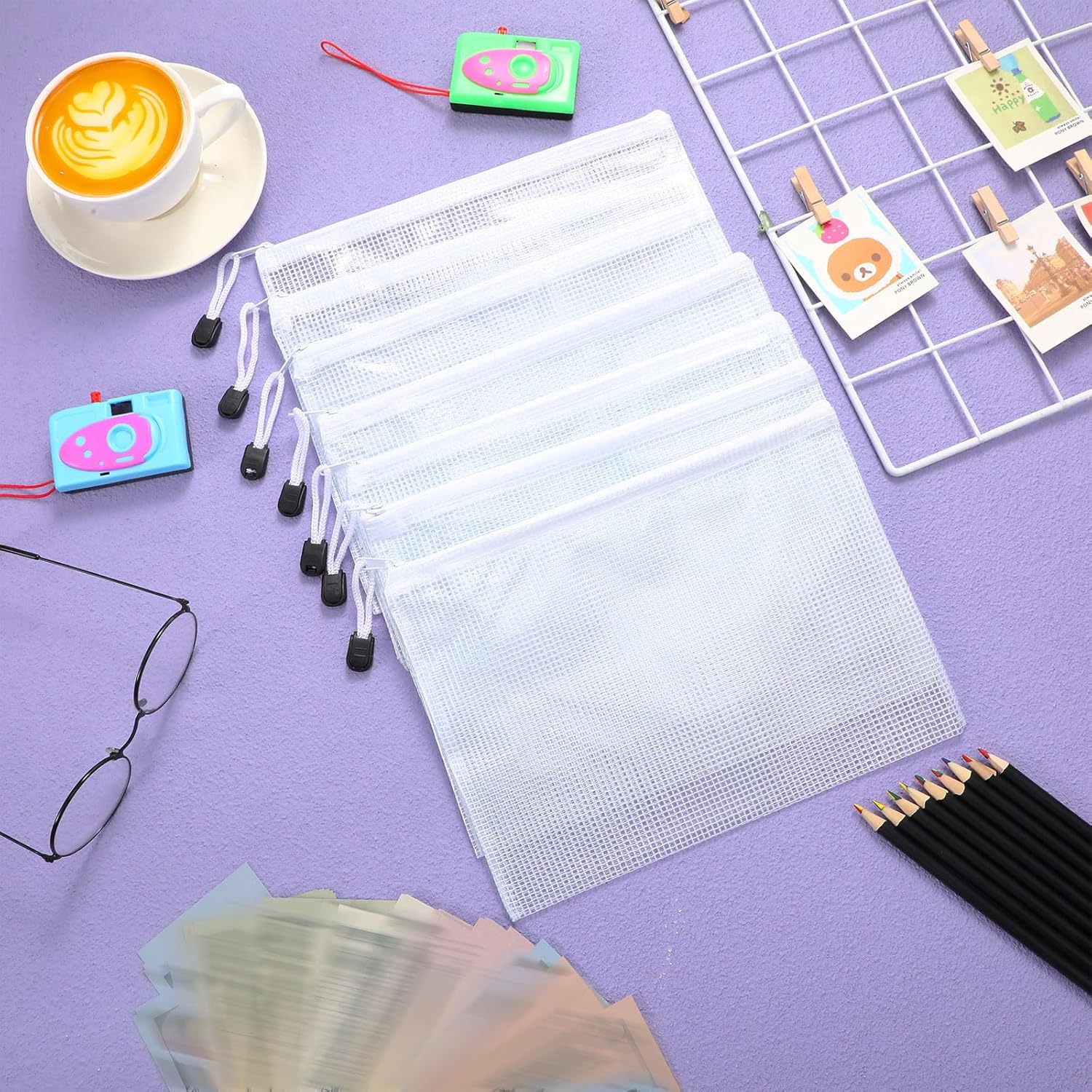 Jetec 32 Pcs Mesh Zipper Bags Toy Storage Bikini Organizer Bag Bolsas Para Guardar Trajes De Baño Waterproof Zipper Reusable Pouch Puzzle Multipurpose for Storage Office(White,9 x 7 Inch)