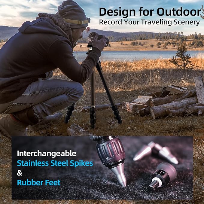 SIRUI Carbon Fiber Travel Tripod - Lightweight Only 0.93kg，Compact Tripod with 360° Panorama Ball Head Quick Release Plate, Max Height 50.2", Max Load 6kg for Camera, DSLR