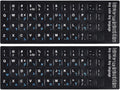 2PCS Hebrew English Keyboard Stickers Black Background with Blue Letters Replacement Stickers for PC Computer Laptop Notebook Desktop Keyboards -Each Unit: 0.43" x 0.51"