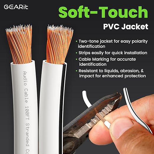 14AWG Speaker Wire, GearIT Pro Series 14 AWG Gauge Speaker Wire Cable (500 Feet / 152.4 Meters) Great Use for Home Theater Speakers and Car Speakers White
