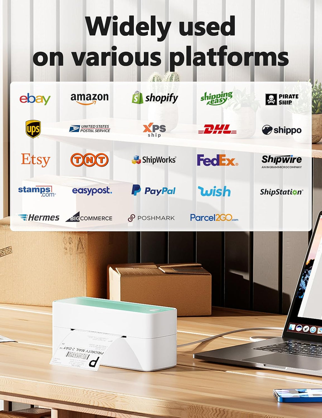 Phomemo Bluetooth Thermal Shipping Label Printer, 241BT Wireless Thermal Label Printer for Shipping Packages, Inkless Thermal Shipping Label Printer, Compatible with iPhone, Android, Green