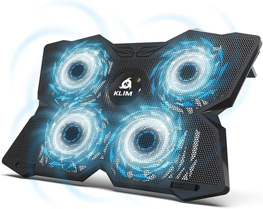 KLIM Wind Laptop Cooling Pad - More Than 500,000 Units Sold - New Version - Powerful Rapid Action Laptop Cooler - Laptop Stand with 4 Cooling Fans - 2 USB Ports - PC Mac PS5 PS4 Xbox One - Diamond