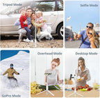 ATUMTEK 63" Phone Tripod, Extendable Selfie Stick Tripod with Bluetooth Remote, All-in-One Aluminum with Cold Shoe Mount for GoPro, 4"-7" iPhone and Android Smartphones, White