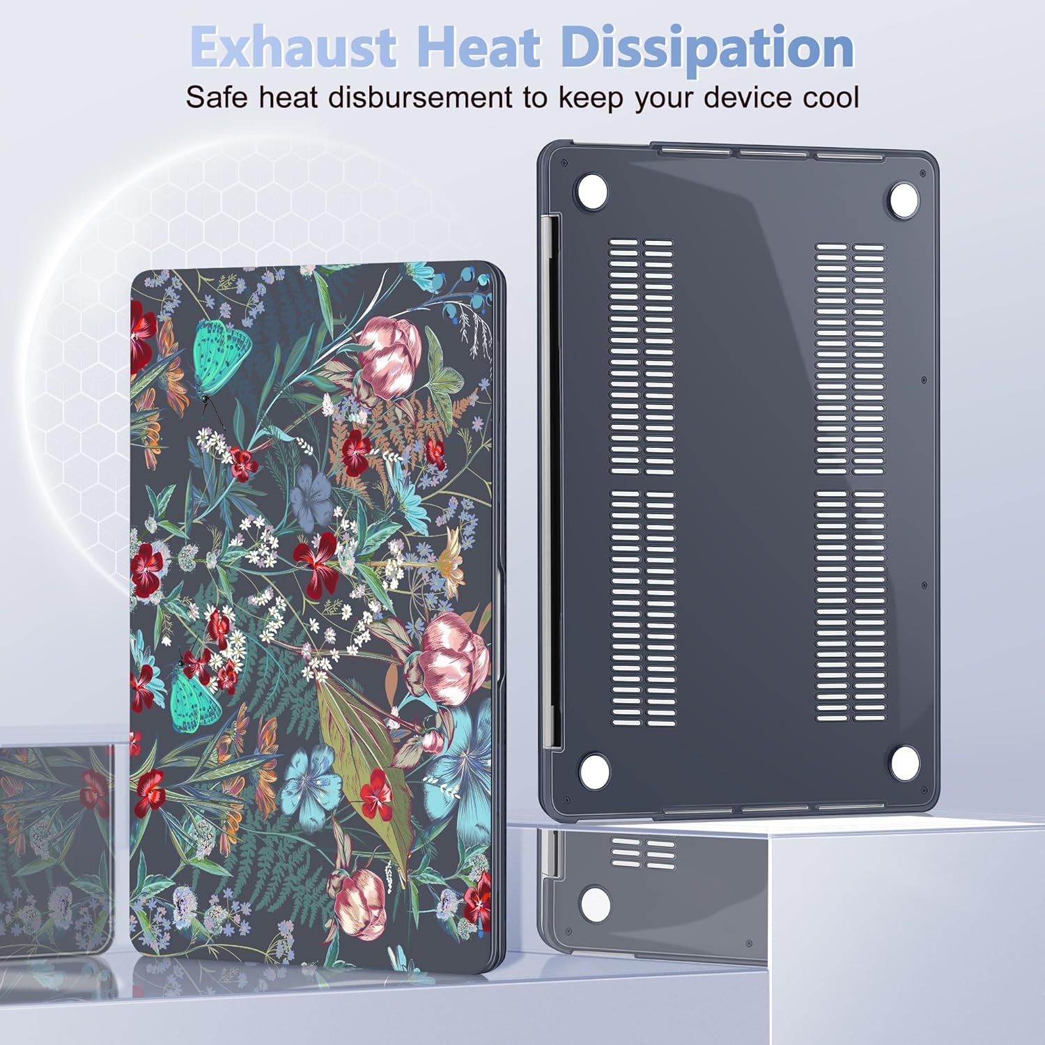 Case for MacBook Pro 13 inch with/Without Touch Bar (2016-2022, M2 A2338 M1 A2289 A2251 A2159 A1989 A1706 A1708), Hard Shell + Keyboard Cover + Dust Plug, Flowers & Herbs