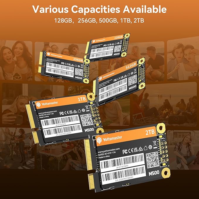 Yottamaster M500 128GB mSATA SSD SATA III 6Gb/s, mSATA Internal Solid State Drive Up to 500MB/s, Mini-SATA with 3D NAND, Compatible with Ultrabooks Desktop PC Laptop, All-in-One PCs, 30x50mm