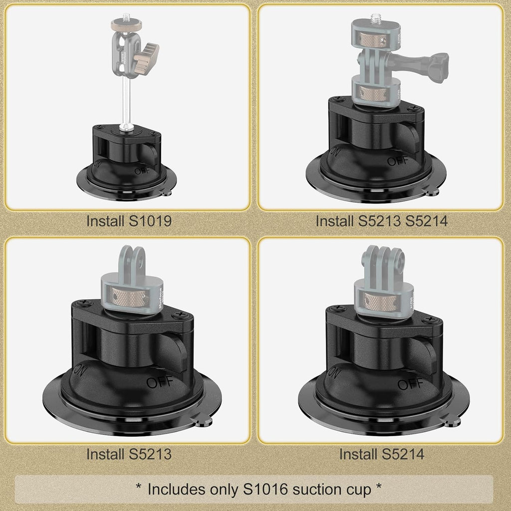 Suction Cup Mount, Windshield Suction Mount Bracket, Single Suction Base with 1/4" Female Threaded for Magic Arm Gopro Adapter