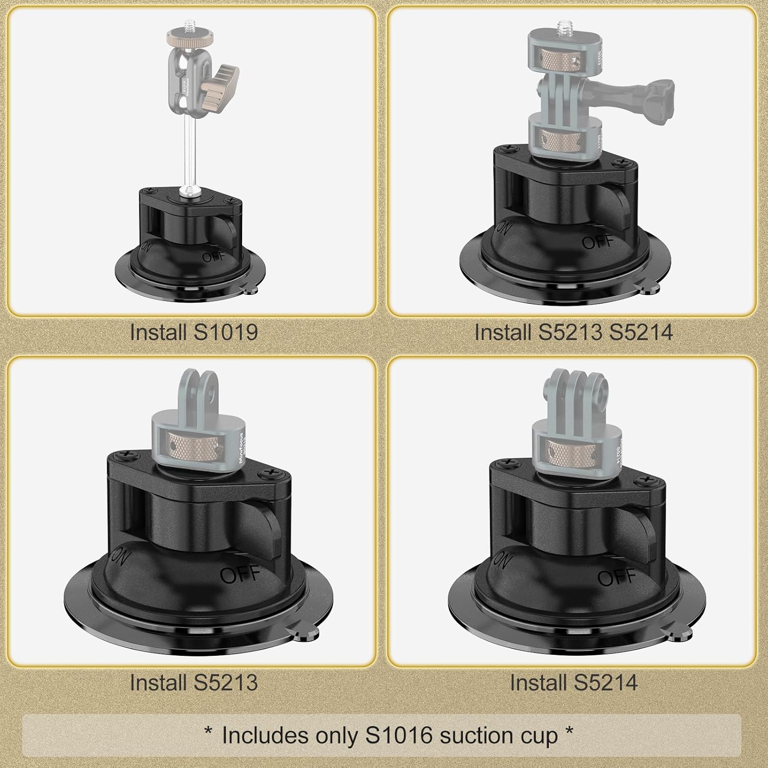 Suction Cup Mount, Windshield Suction Mount Bracket, Single Suction Base with 1/4" Female Threaded for Magic Arm Gopro Adapter