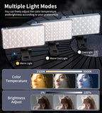 Selfie Camera Phone Light with Metal Hotshoe & Clip, CRI 96+ 2500K-9900K Rechargeable RGB Video Light for Laptops, Cameras, Selfie, Video Conference, TikTok Live Streaming, Filming