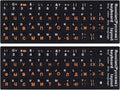 2PCS Russian Keyboard Stickers, Russian-English Keyboard Letters Replacement Sticker Orange Font with Black Background for PC Computer Laptop Notebook Desktop, Cyrillic Keyboard Alphabet Stickers