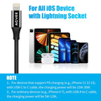 AGVEE 4 inch USB-C Female to Lightning Male Adapter, 30W Fast Charging Charger Converter for iPhone 14 13 12 11 Airpods iOS Device Carplay, Not for Audio, Black