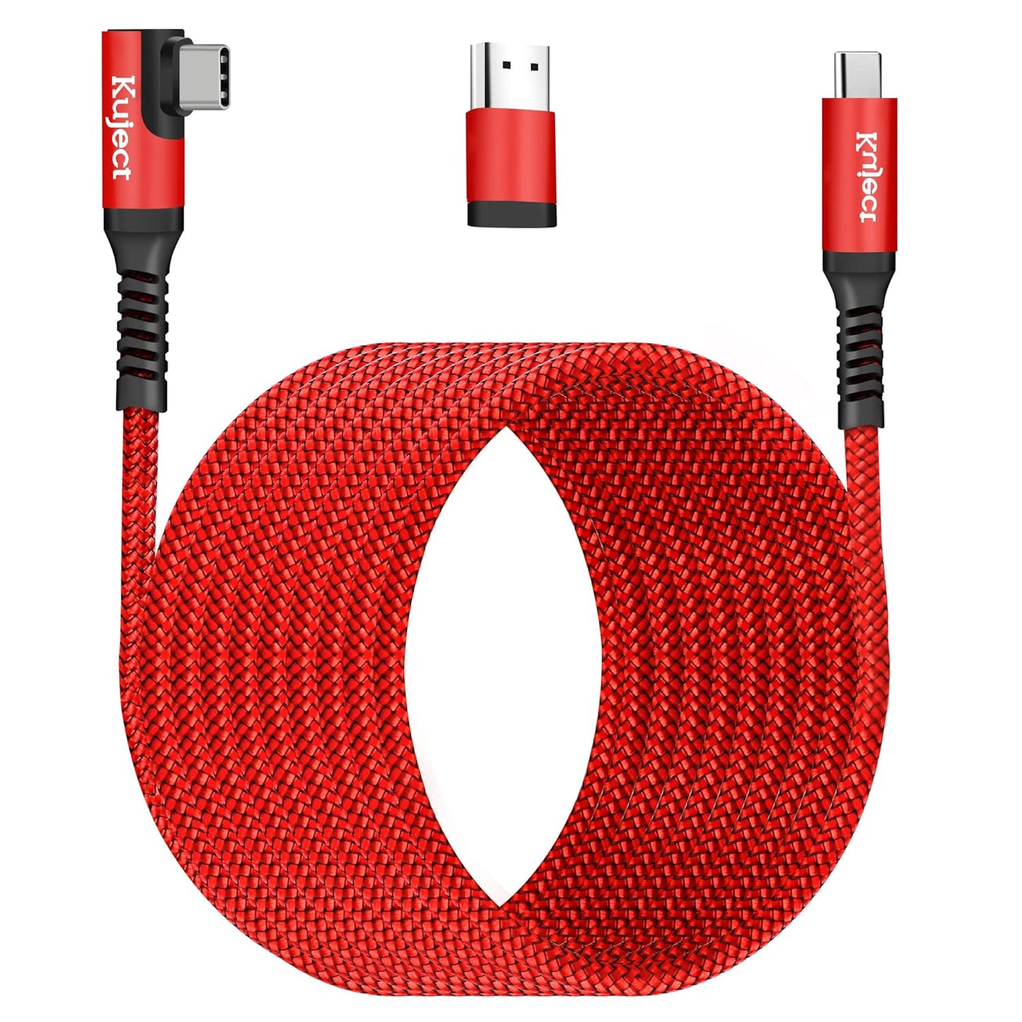 Kuject Link Cable 20FT Compatible for Quest 3S/3, Quest 2/Pro, Pico 4, Nylon Braided Accessories for Rift S/Steam VR Games, USB 3.0 Type C to C High Speed Data Transfer Cord for Gaming PC, Red