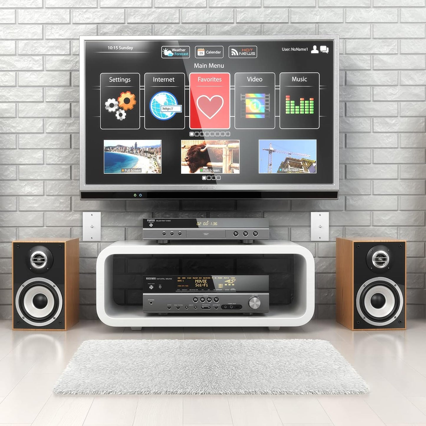 1-Port TV Cable Wall Jack F Connector Coax Video Jack Single Gang Wall Plates (White, 8 Pcs)