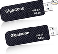 GIGASTONE V30 64GB USB 2.0 Flash Drive 2-Pack, Capless Retractable Design Pen Drive, Carbon Fiber Style, Reliable Performance & Durable