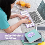 Wireless Keyboard and Mouse Combo, Lovaky 2.4G Full-Sized Ergonomic Keyboard Mouse, 3 DPI Adjustable Cordless USB Keyboard and Mouse, Quiet Click for Computer/Laptop/Windows/Mac (1 Pack, Purple)