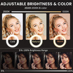 18" Large Ring Light with 60" Tripod Stand for iPhone, Portable Foldable Bi-Color 2500-6500K LED Big Ringlight for iPad with Bluetooth Remote Video Recording YouTube TikTok Photography Makeup