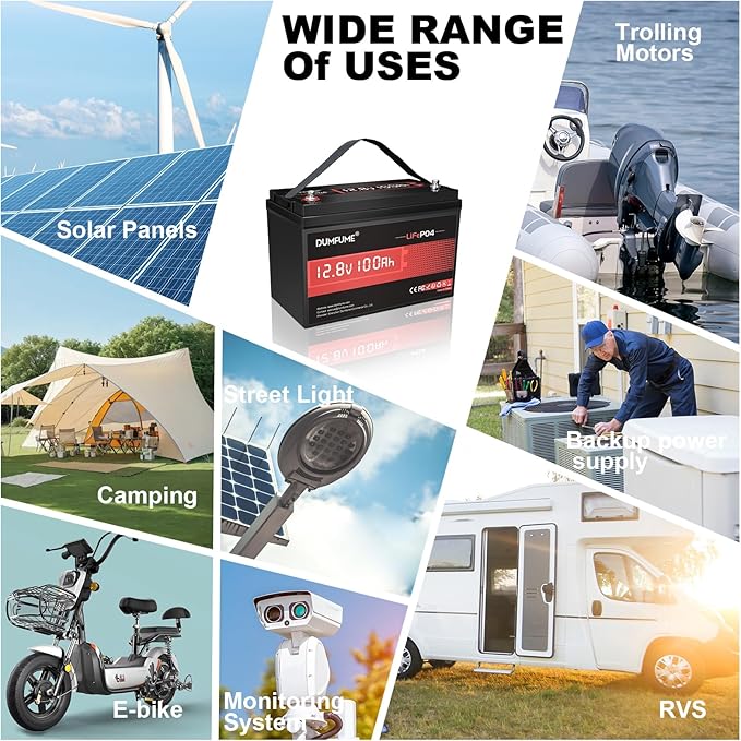 12V 100Ah LiFePO4 Lithium Battery Built-in 100A BMS, Group 31 Rechargeable Battery 6000+ Cycles 1280Wh Perfect for RVs MotorHomes, Camper, Marine, Solar System, Boats, and Off-Grid
