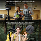 COMICA BooMax Wireless Lavalier Microphone for Cameras, Smartphones, 2.4G Internal Dual Lapel Mic with 32G Storage,Noise Cancellation,IPS Touchscreen for Vlogs, Interviews, Live Streamings,TikTok