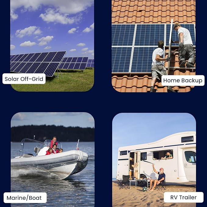 25.6V 200Ah LiFePO4 Battery with 100A BMS, Max. 5120Wh Energy, 4000-15000 Deep Cycles Lithium Battery, 10-Year Lifespan, Perfect for RV, Trolling Motor, Solar Off-Grid Storage, Home System