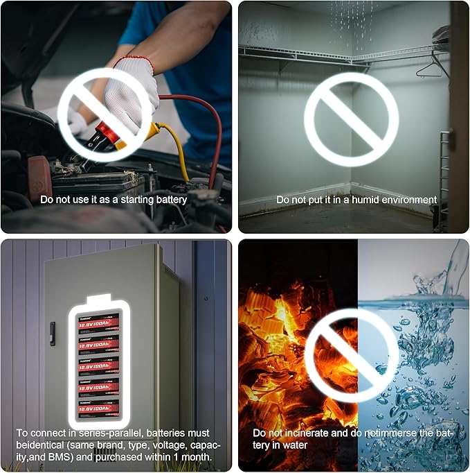 12V 400Ah LiFePO4 Battery 5120Wh Rechargeable Lithium Iron Phosphate Battery Built-in 200A BMS 15000+ Cycles for RV Marine Solar Golf Cart Off-Grid Applications