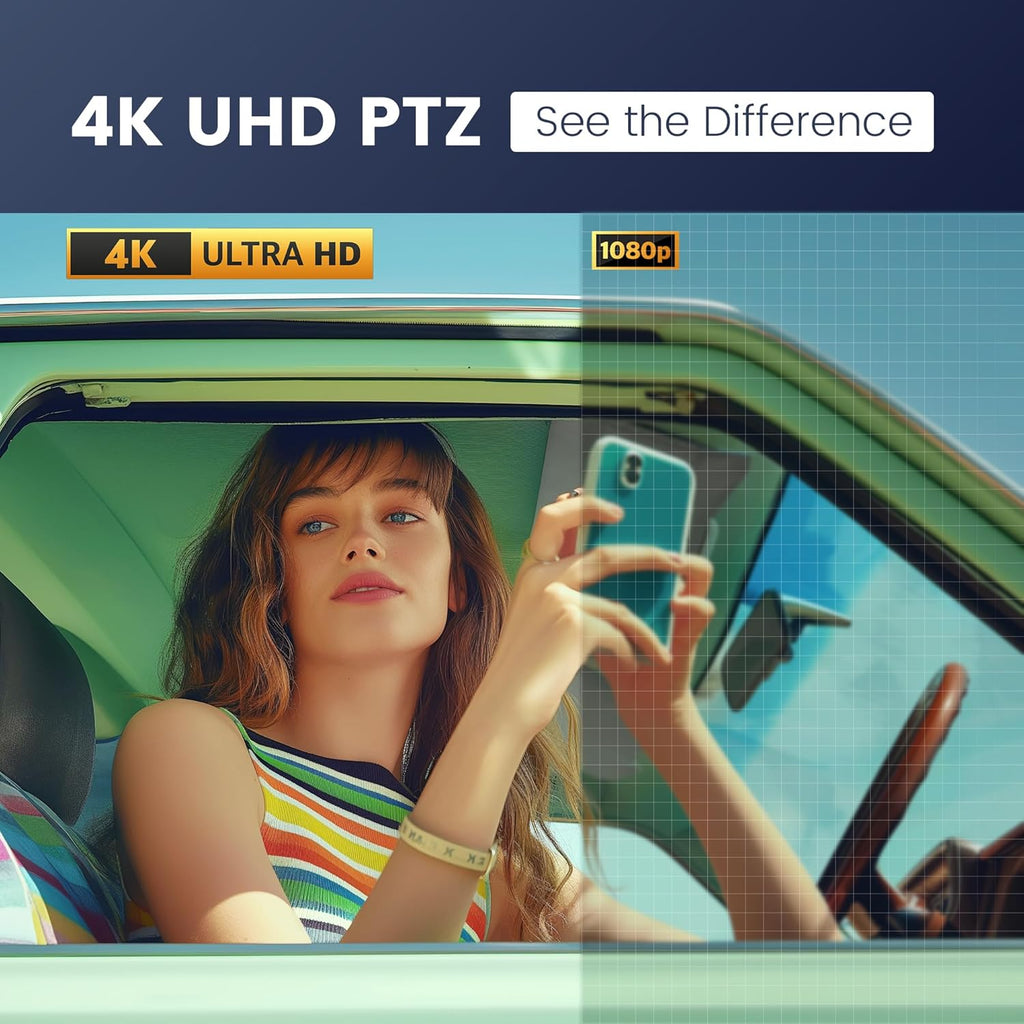 TONGVEO 4K PTZ Camera with AI-Powered Auto-Tracking 5X Digital Zoom USB 3.0 120-Degree Wide-Angle PTZ Webcam for Video Conference YouTube/Teams/Zoom Meeting Live Streaming