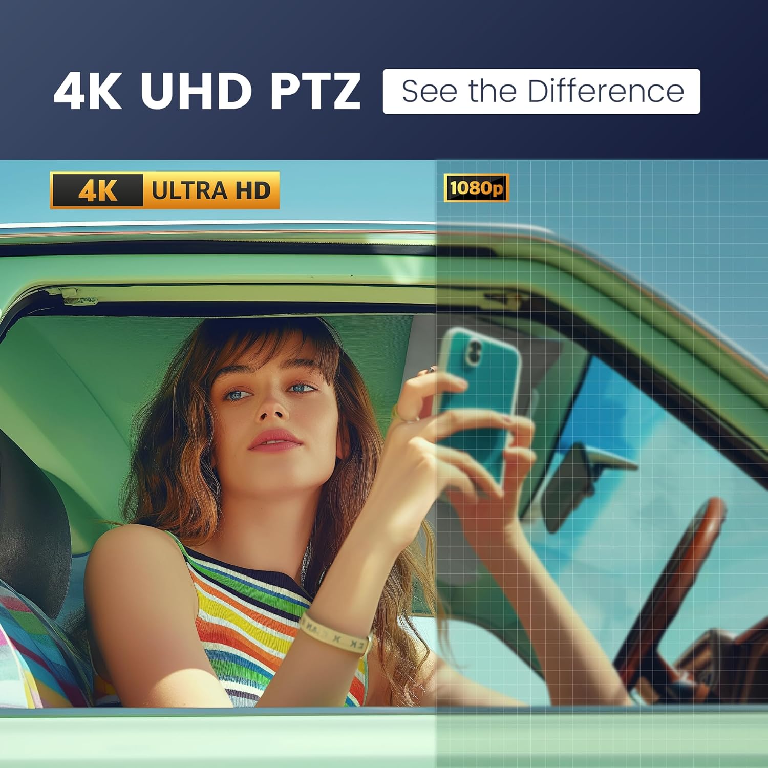 TONGVEO 4K PTZ Camera with AI-Powered Auto-Tracking 5X Digital Zoom USB 3.0 120-Degree Wide-Angle PTZ Webcam for Video Conference YouTube/Teams/Zoom Meeting Live Streaming