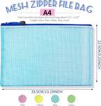LEOBRO Mesh Zipper Pouch Bags, 13.2"x 9.2" Zipper Pouch, 4 pcs Mesh Bags with Zipper, Storage Bags Pouch for Organization Toy Puzzles Board Game Travel, File Jackets & File Pockets
