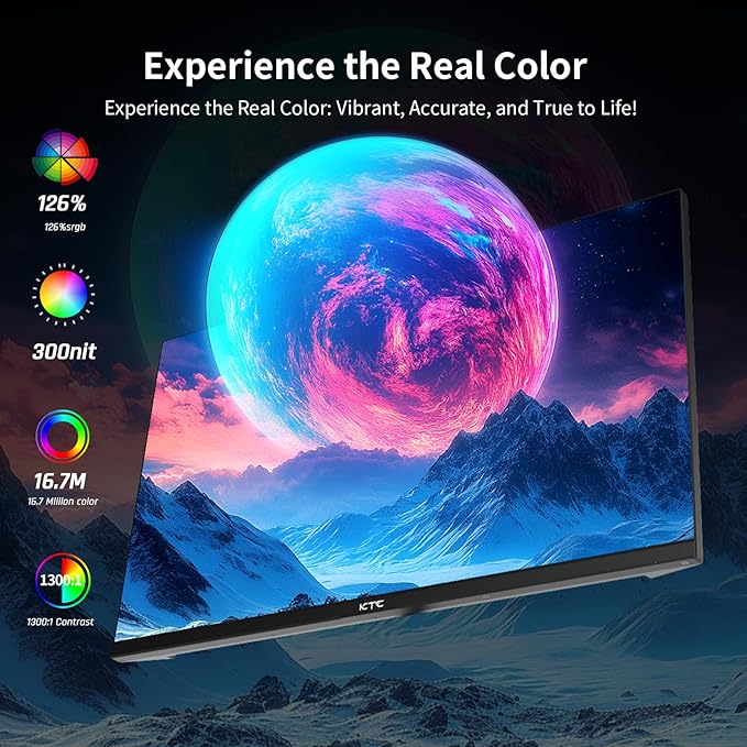 KTC 24.5 Inch 100Hz IPS Computer Monitor - FHD(1920 x 1080P), Anti-Blue Light Screen, 126% sRGB, 16.7M, Support FreeSync and GSync, PC Monitor for Casual Gaming and Working
