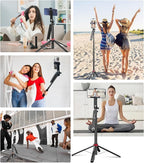 Huryfox Selfie Stick Phone Tripod - 71 inch Tall Cell Phone Holder with Detachable Wireless Remote, Phone Stand for Recording, Video and Picture, Compatible with iPhone, Android Phone, Camera & Gopro