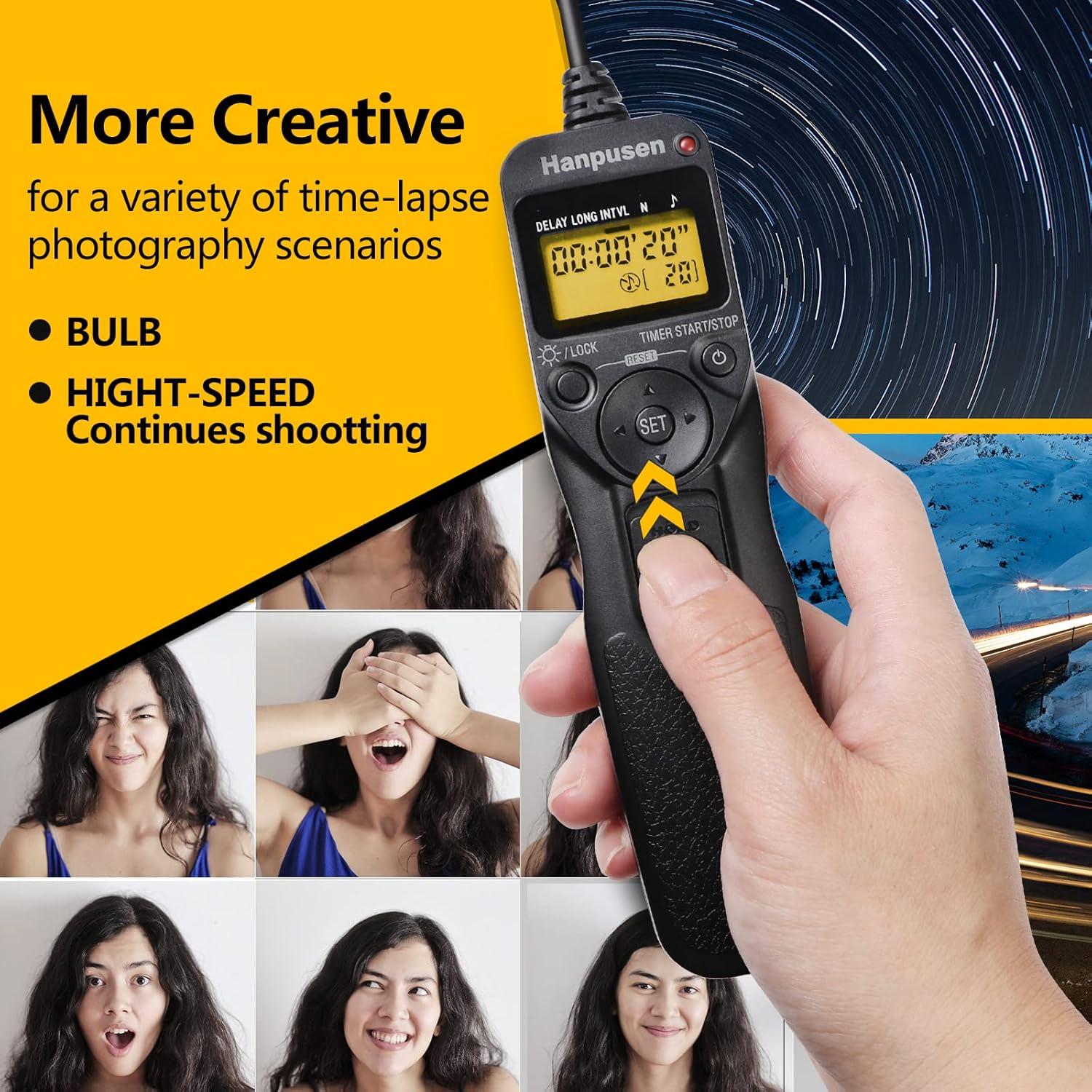 Camera Wired Timer Shutter Release, Camera Intervalometer Shutter Release Cords Compatible with Nikon D5, D6, D800, D850, D810; Replaces Nikon MC-30