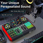 Podcast Equipment Bundle with 3.5mm Condenser Microphone for Pc/Phone Live Streaming Singing Gaming, Podcast Microphone Bundle with Live Sound Card Audio Mixer,Voice Changer, Denoise,DJ Sets