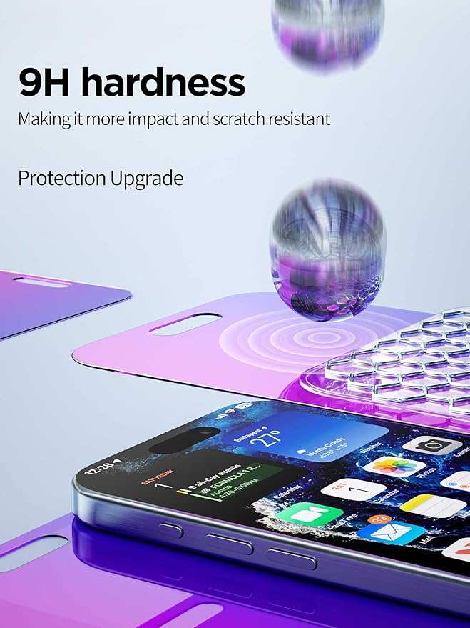 Compatible for iPhone 16 Plus Privacy Screen Protector Tempered Glass 6.7 Inch, Purple Gradient Anti Spy Anti Blue Light HD Easy Installation