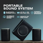 Rocksteady Stadium 2: Two Speakers and One Subwoofer 2.1 Bundle - Immersive, connectible, and up to 150 ft of Range. Up to 30 Hours of Battery Life.
