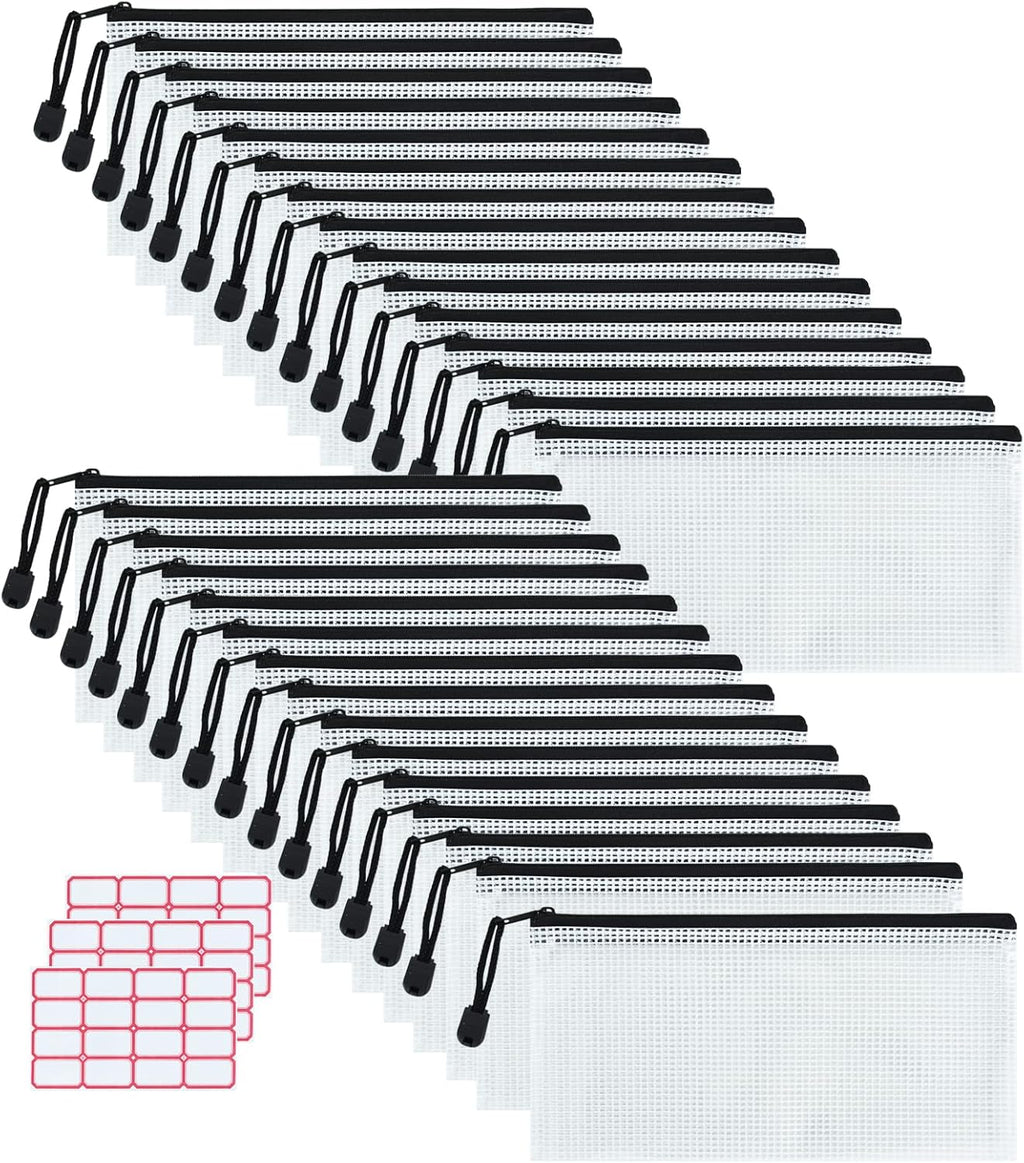 Vuzvuv 30pcs 9.1"x 4.5" Mesh Zipper Pouch Zipper Bags, Zipper Case Pouch Bulk, Mesh Bag for File, Makeup, Board Game Office Home Travel Storage