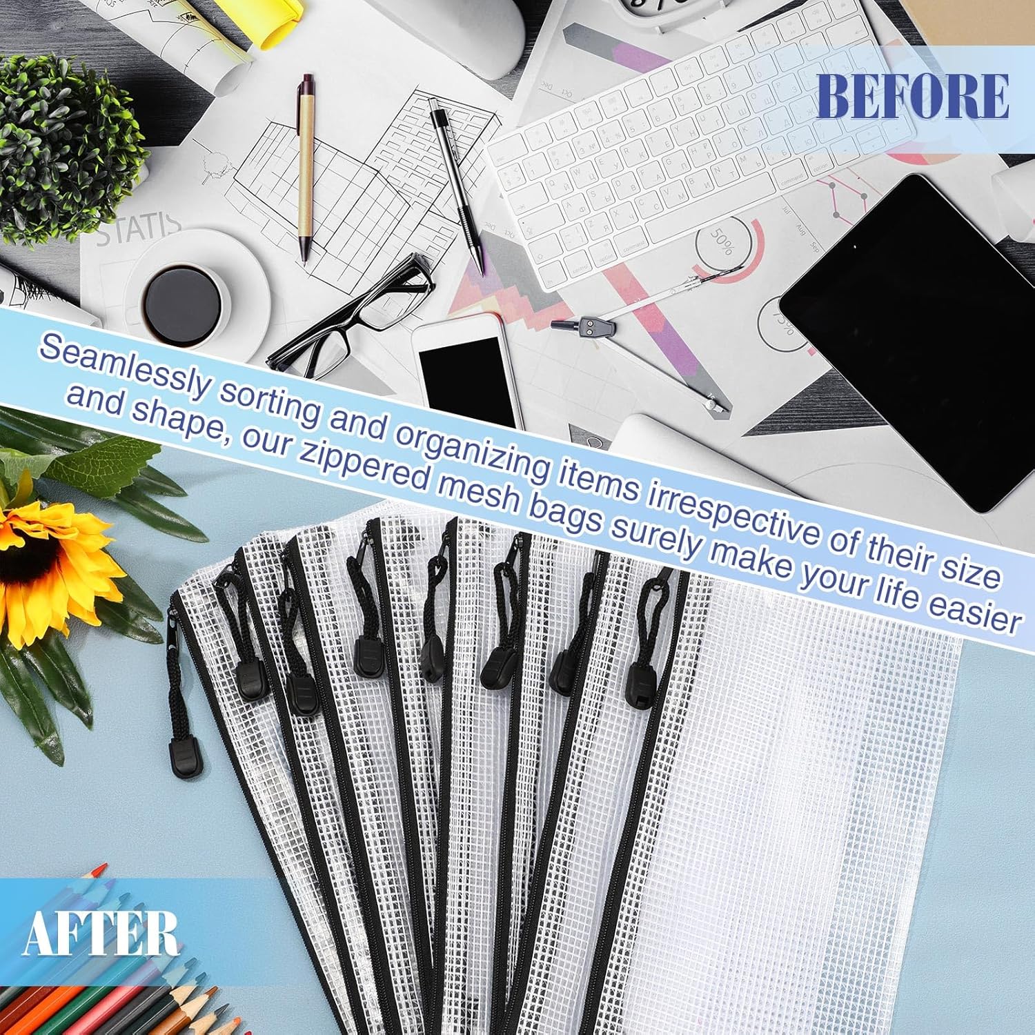 Jetec 32 Pcs Mesh Zipper Bags Toy Storage Bikini Organizer Bag Bolsas Para Guardar Trajes De Baño Waterproof Zipper Reusable Pouch Puzzle Multipurpose for Storage Office(Black,9.5 x 4.5 Inch)